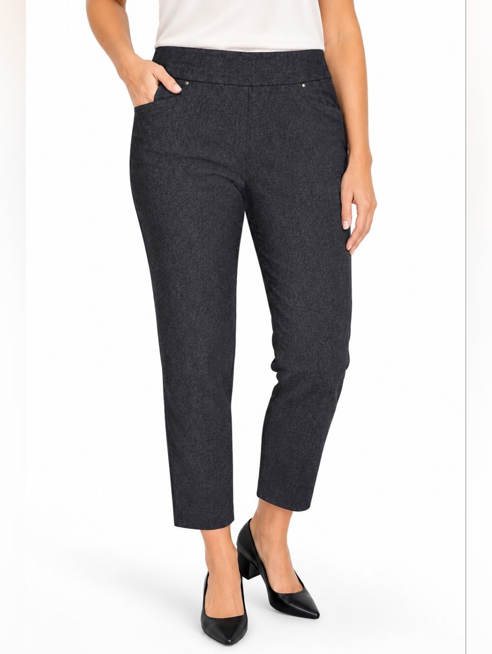👖 Hilary Radley XL Charcoal Pull-On Stretch Ankle Pants